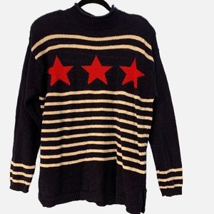 Vintage Stars and Stripes Mock Neck Sweater Grandma core